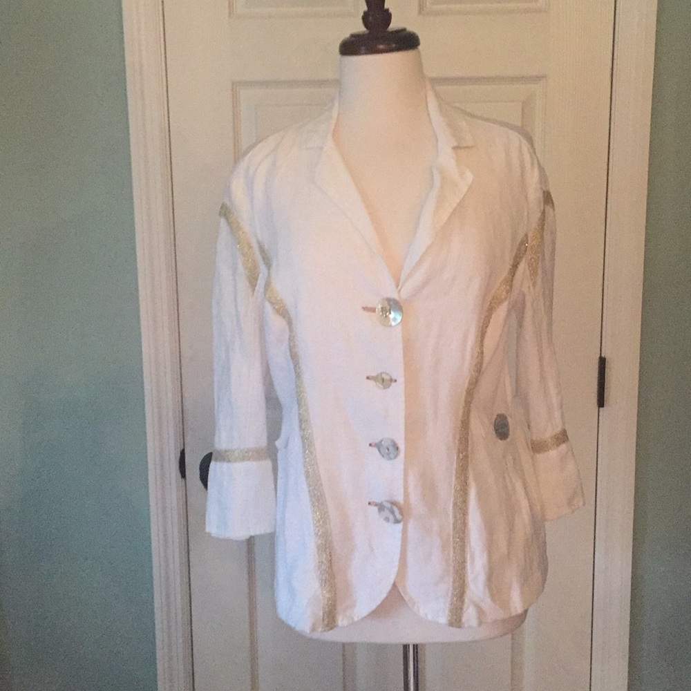 Nwot Elisa cavaletti linen gold trimmed ja…